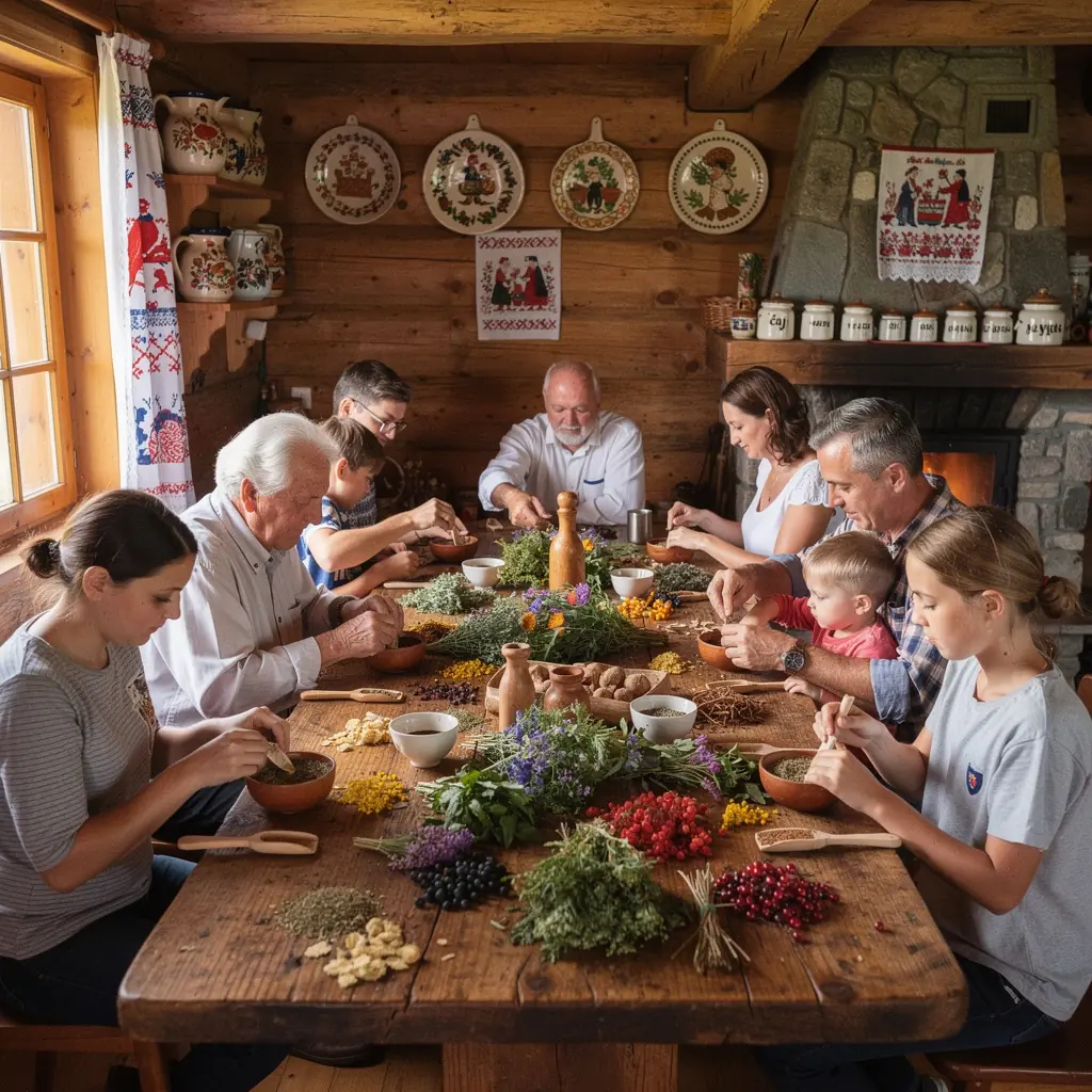 Ručne zbierané bylinky na prípravu čaju v tradičnej keramickej nádobe