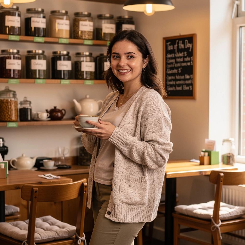 Šálka aromatického čaju na odpočinkovej podložke s knihou a sviečkami v pozadí.